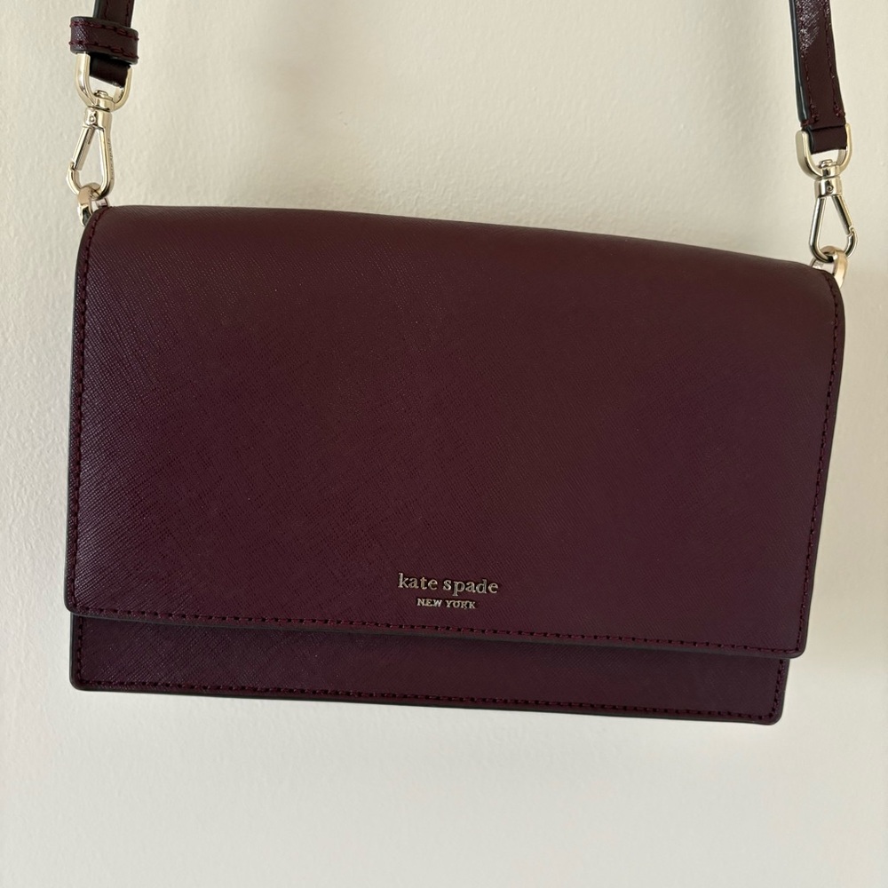 Kate Spade Leather Crosbody Purse Deep Burgundy Maroon